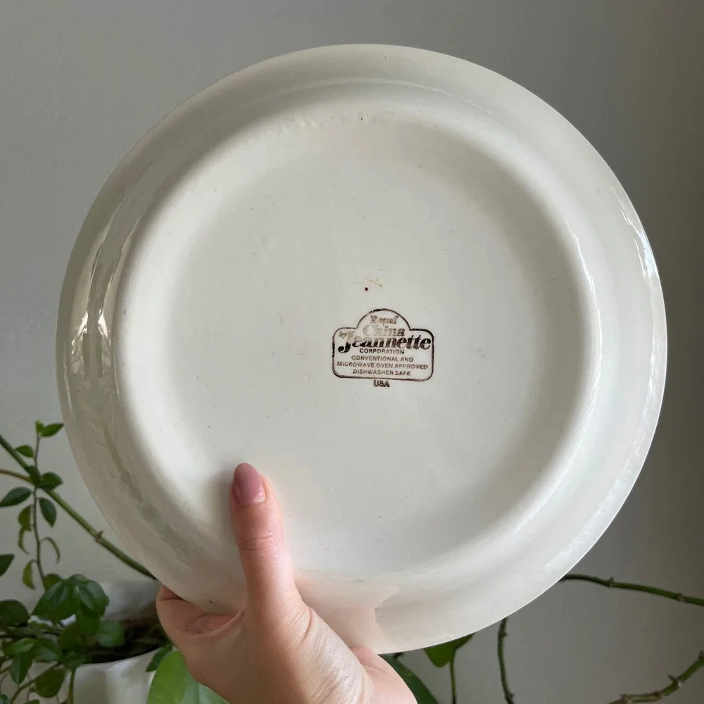 Royal China by Jeannette Vintage Apple Pie Recipe Plate Ceramic Baking Dish USA